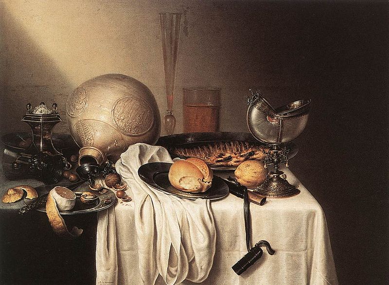 Still-Life with a Bearded Man Crock and a Nautilus Shell